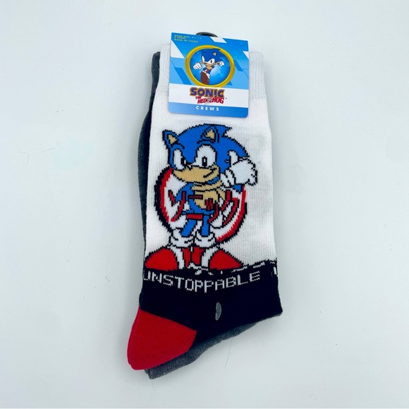 Sonic The Hedgehog Crew Socks 2 Pair - Picture 2 of 3